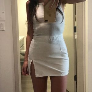 Princess Polly Lioness White Denim Slit Mini Skirt